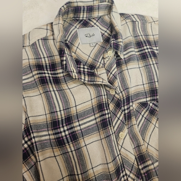 Rails Hunter Plaid Button-Down Shirt Stone Navy Fushia Size S - Picture 13 of 15